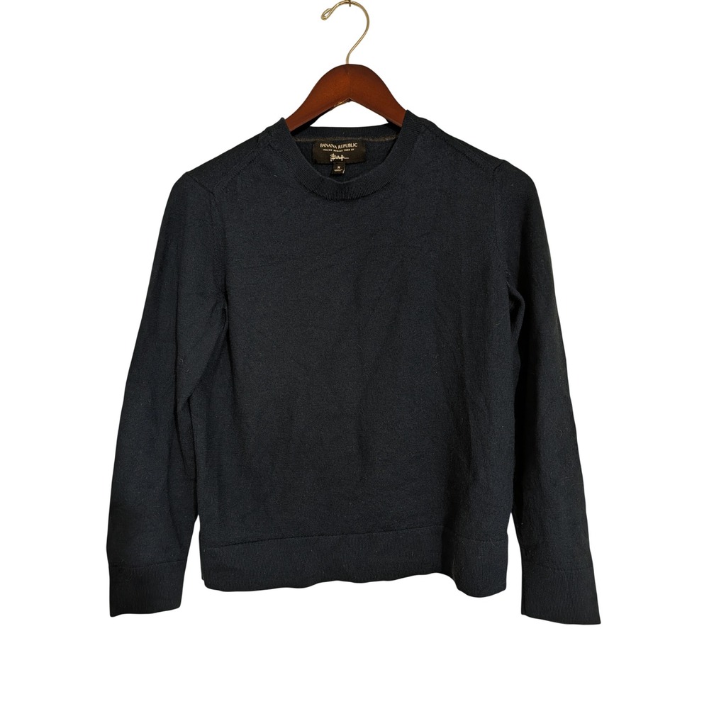 Banana Republic Mens Blue Italian Merino Wool Sweater Size M Baruffa Crewneck